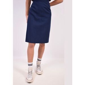 PENDLETON Vintage 100% Virgin Wool  Navy Blue Skirt Size 14P